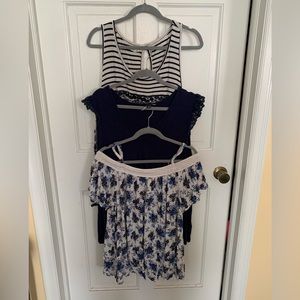 Set of 3 shirts, size 3x and one size 4, all in navy blues